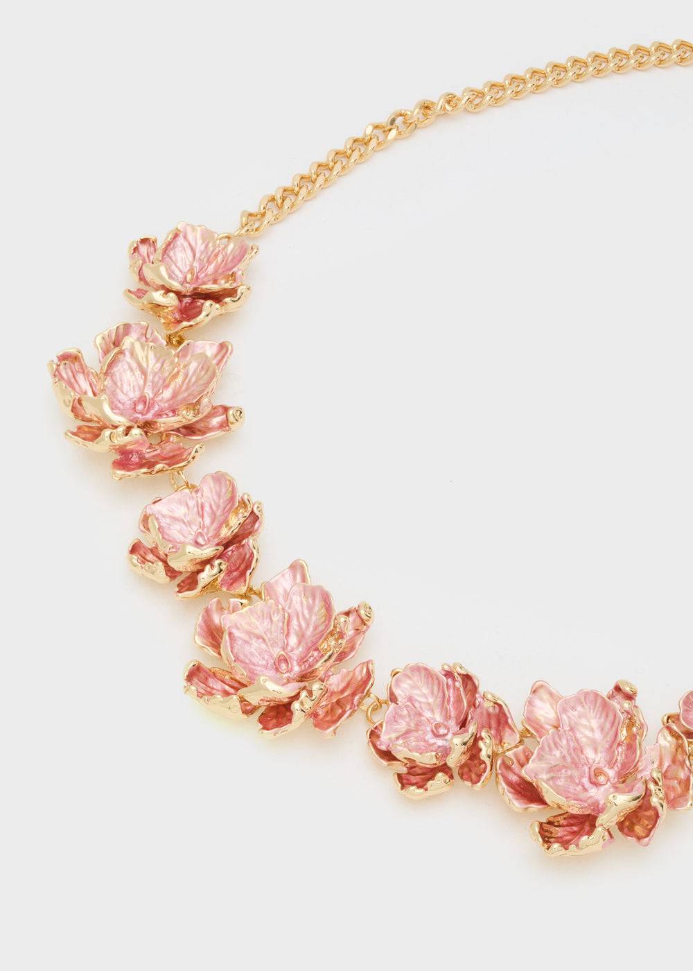 Nalí NECKLACE W/ ENAMEL SALMON FLOWERS/GOLD Qualità Garantita