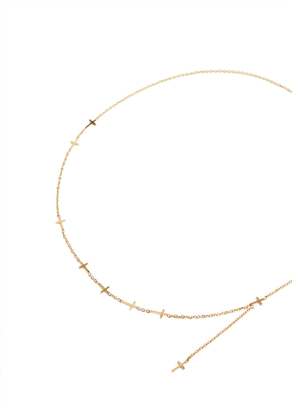 Nalí NECKLACE W/ CROSSES STAIN. STEEL. 18K GOLD PLATED Sconto