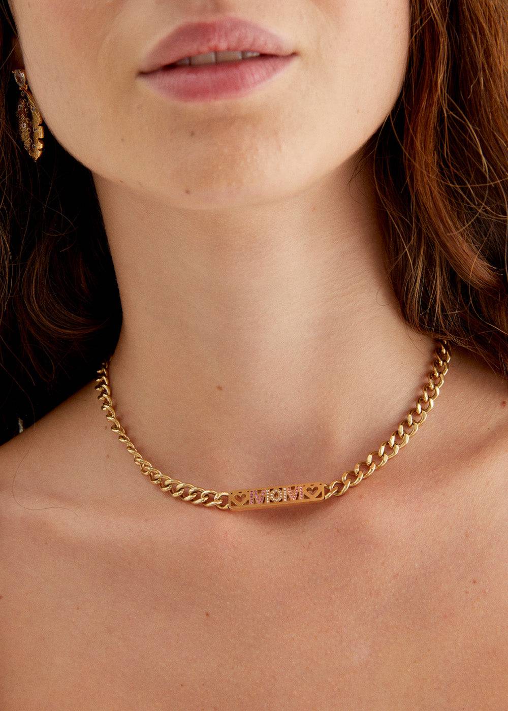 Nalí 14KT GOLD PLA. S. STEEL MOM NECKLACE Saldi