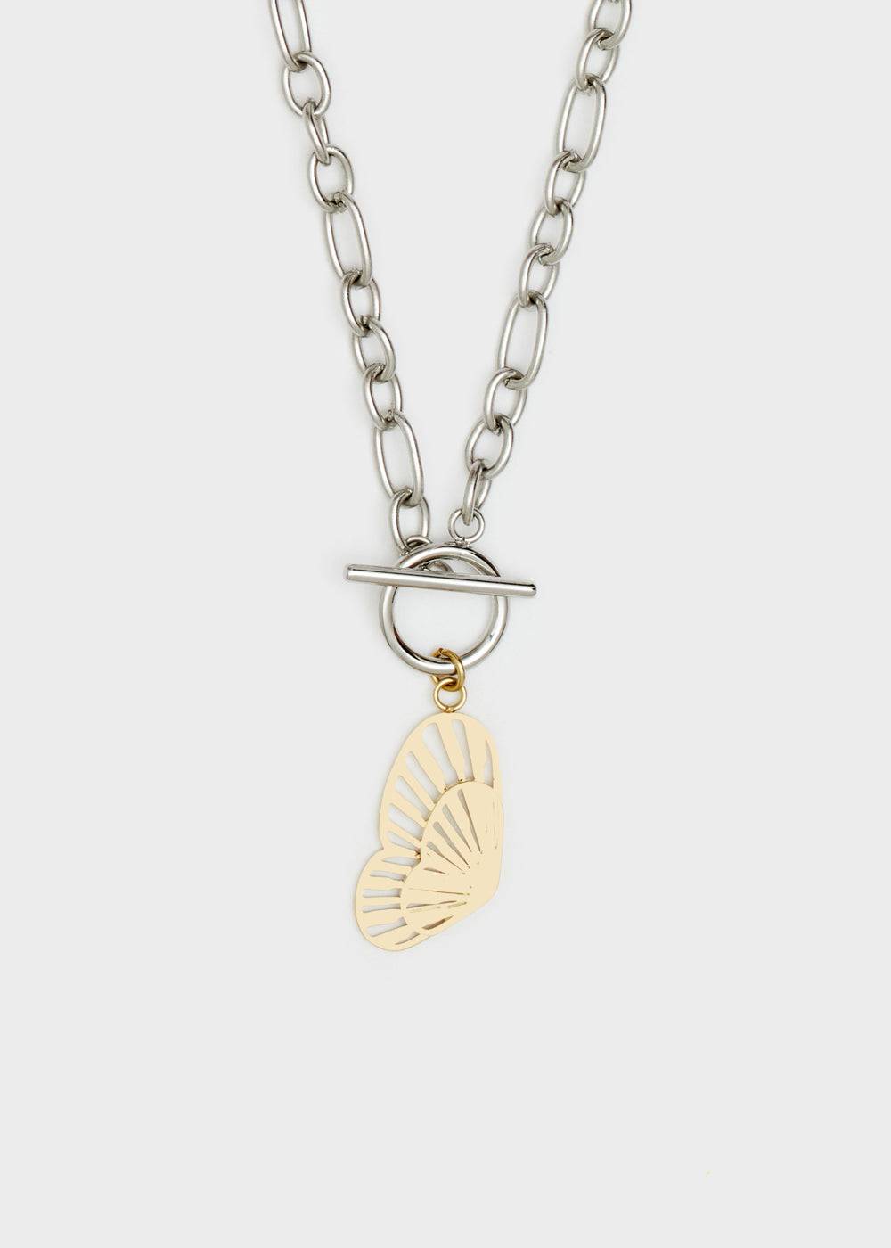 Nalí 14KT GOLD PLA. S. STEEL BUTTERLY NECKLACE Offerte