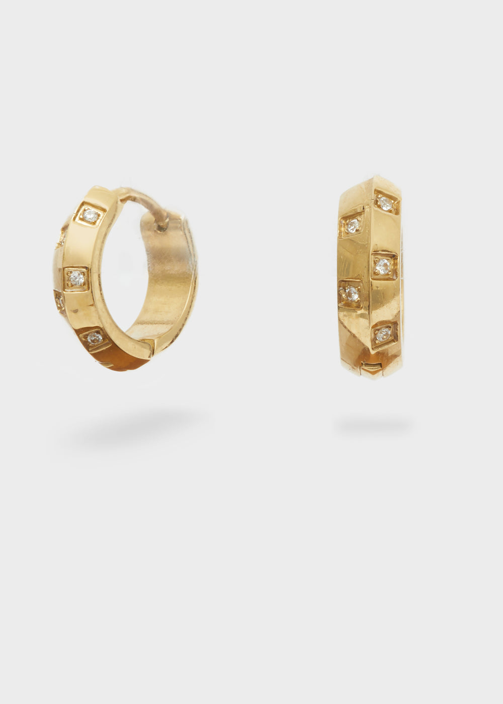 Nalí 14KT GOLD PLA. S. STEEL HOOP EARRINGS W/ STONES Vendite Flash