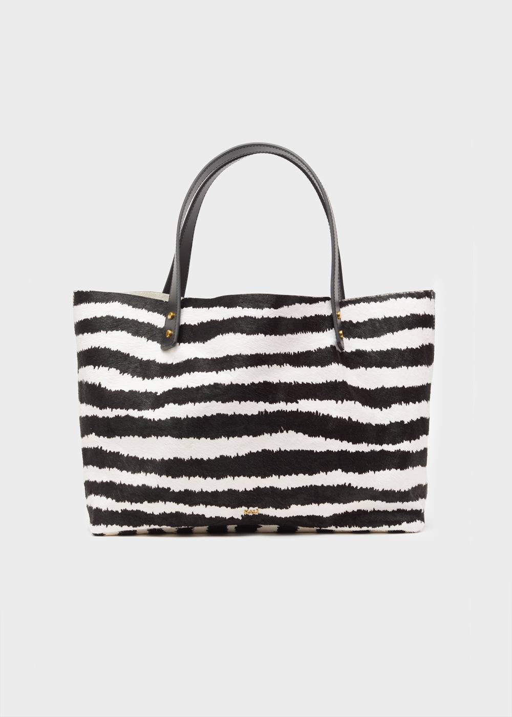 Nalí DESIRE TOTE BAG IN REAL LEATHER ZEBRA Nuova