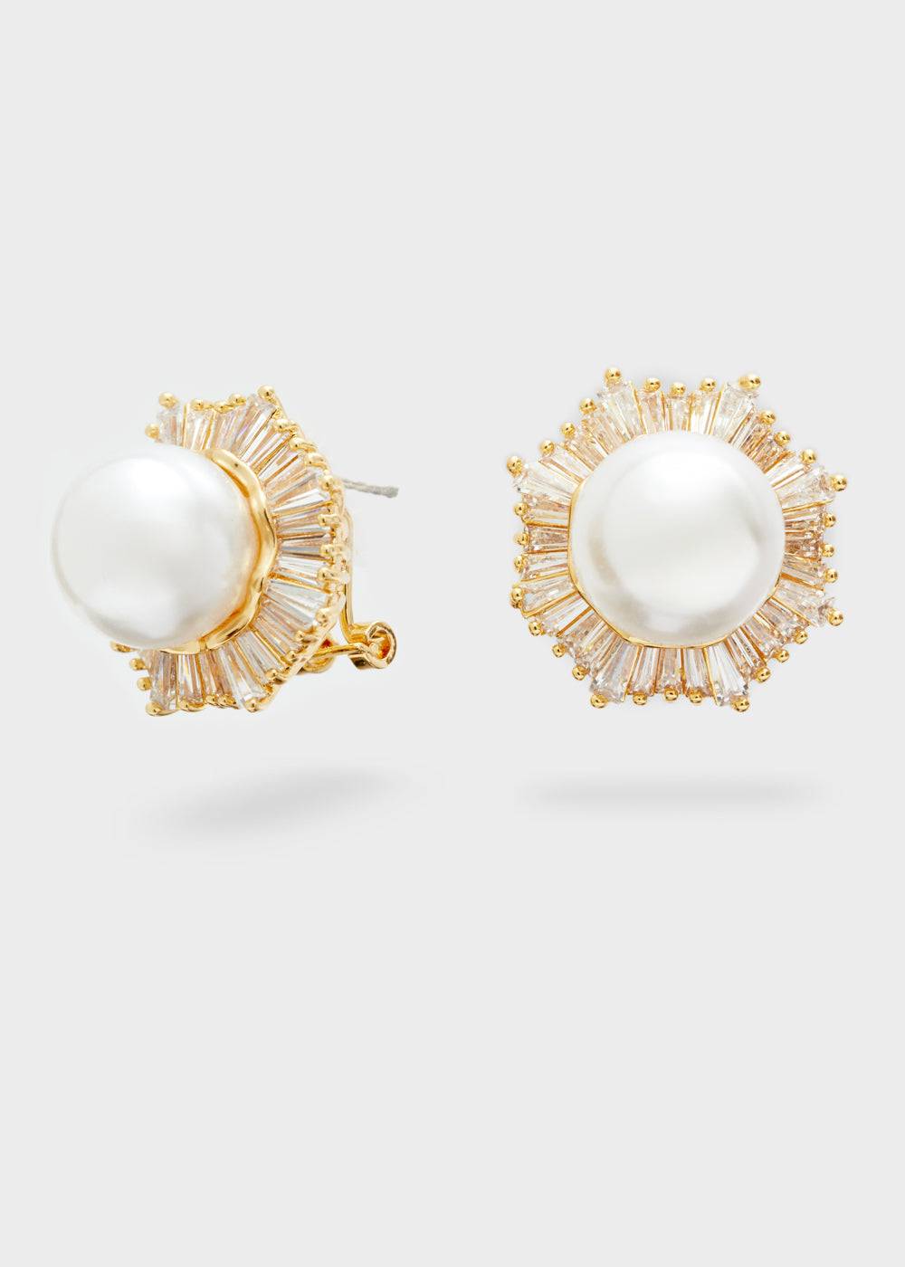 Nalí PATRIZIA CLIP+PIN EARRINGS W/ PEARL + COLORS In Linea
