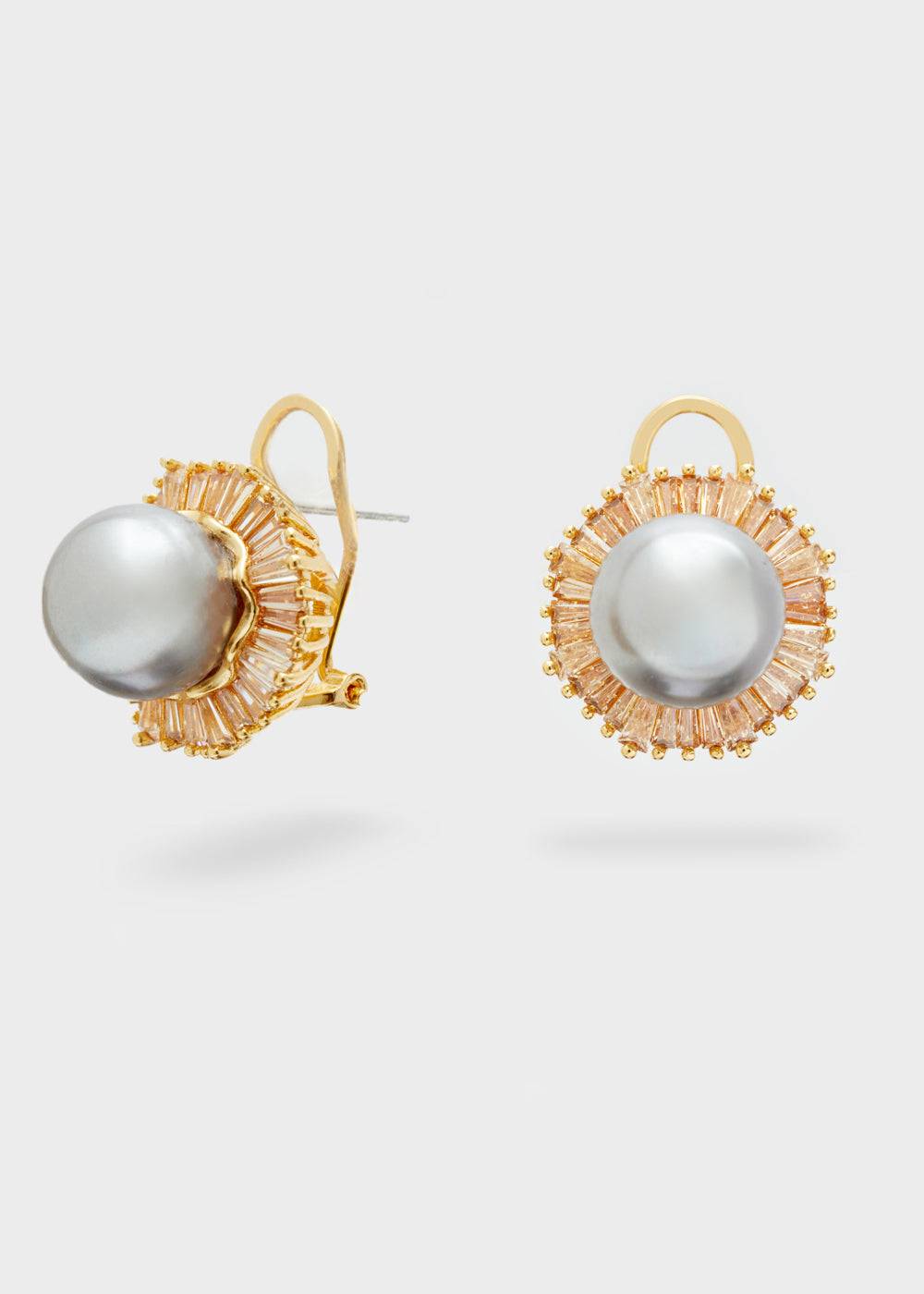 Nalí PATRIZIA CLIP+PIN EARRINGS W/ PEARL + COLORS In Linea