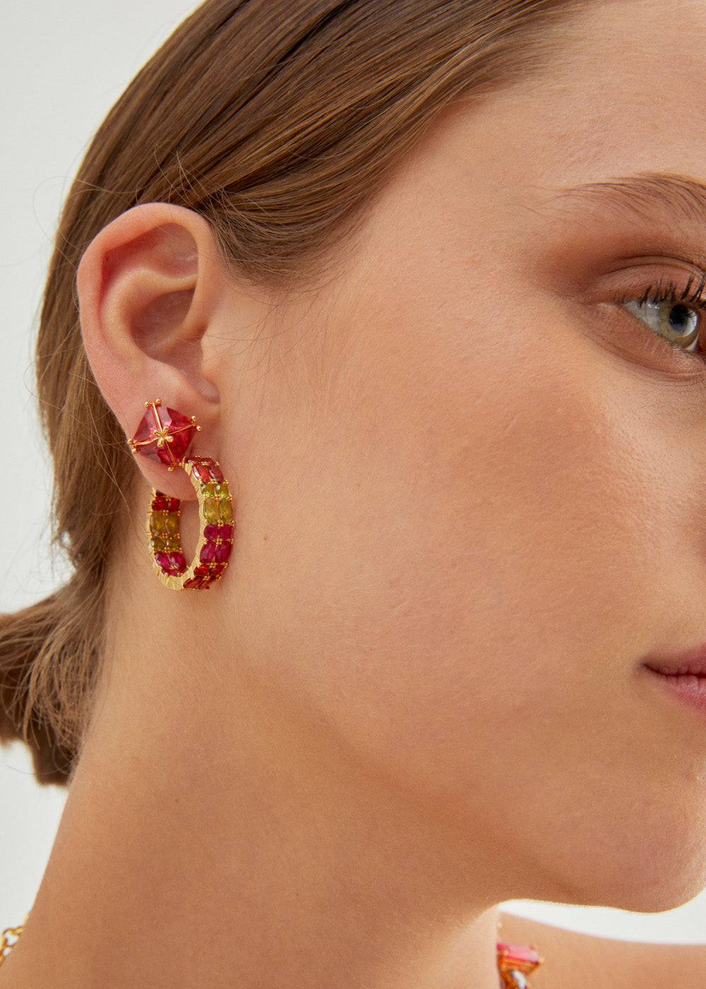 Nalí STUD LOBE EARRINGS W/ ZIRCONS + COLORS Nuovo