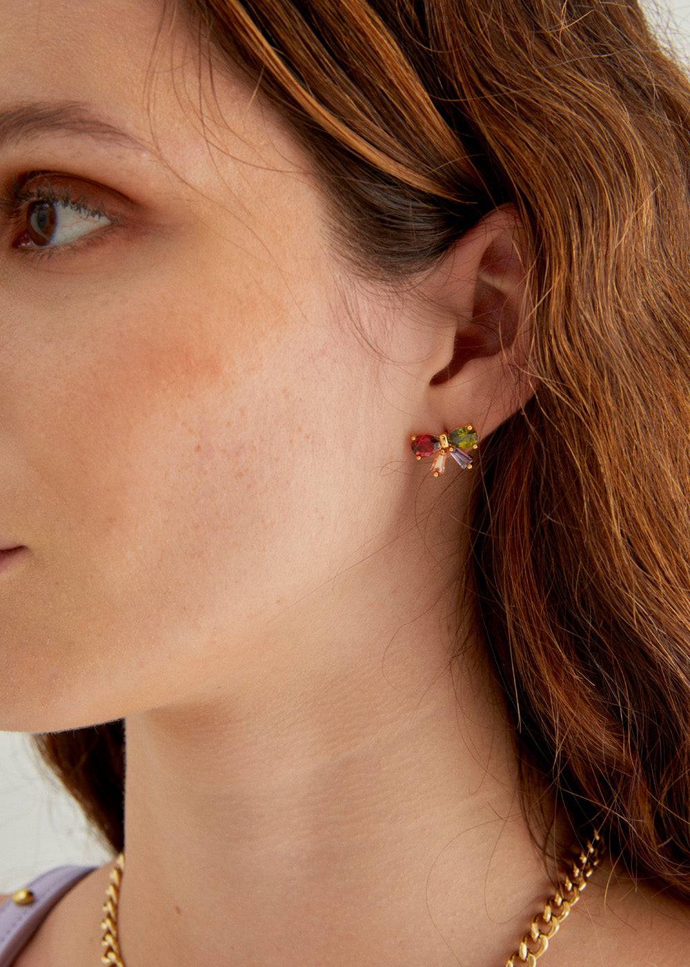 Nalí BOW LOBE EARRINGS ZIRCONS + COLORS Promozione