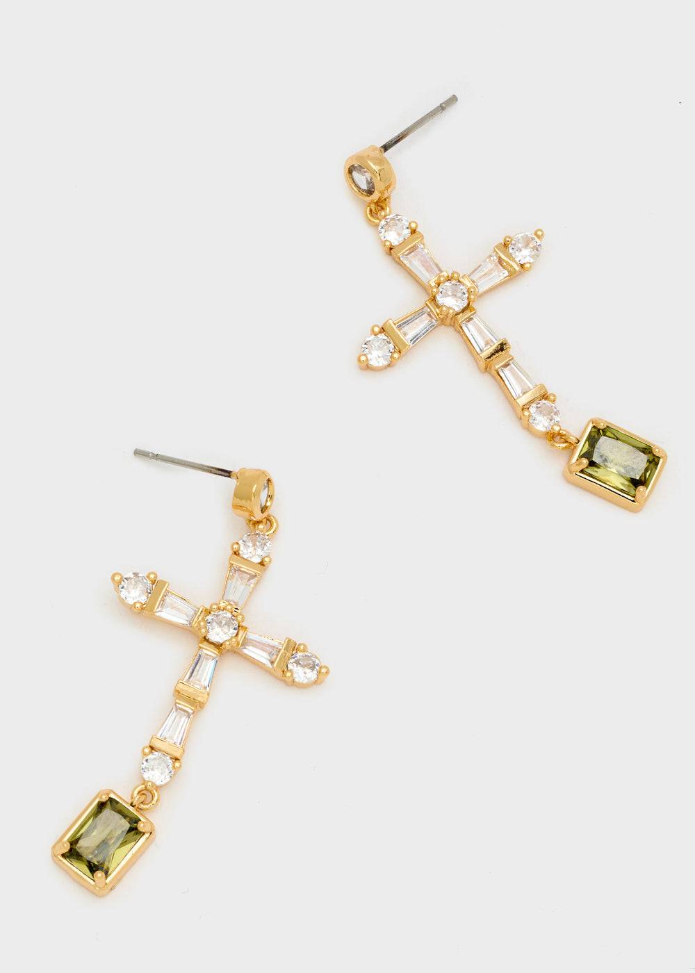Nalí LEON CROSS EARRINGS W/ ZIRCONS + COLORS Negozi Online