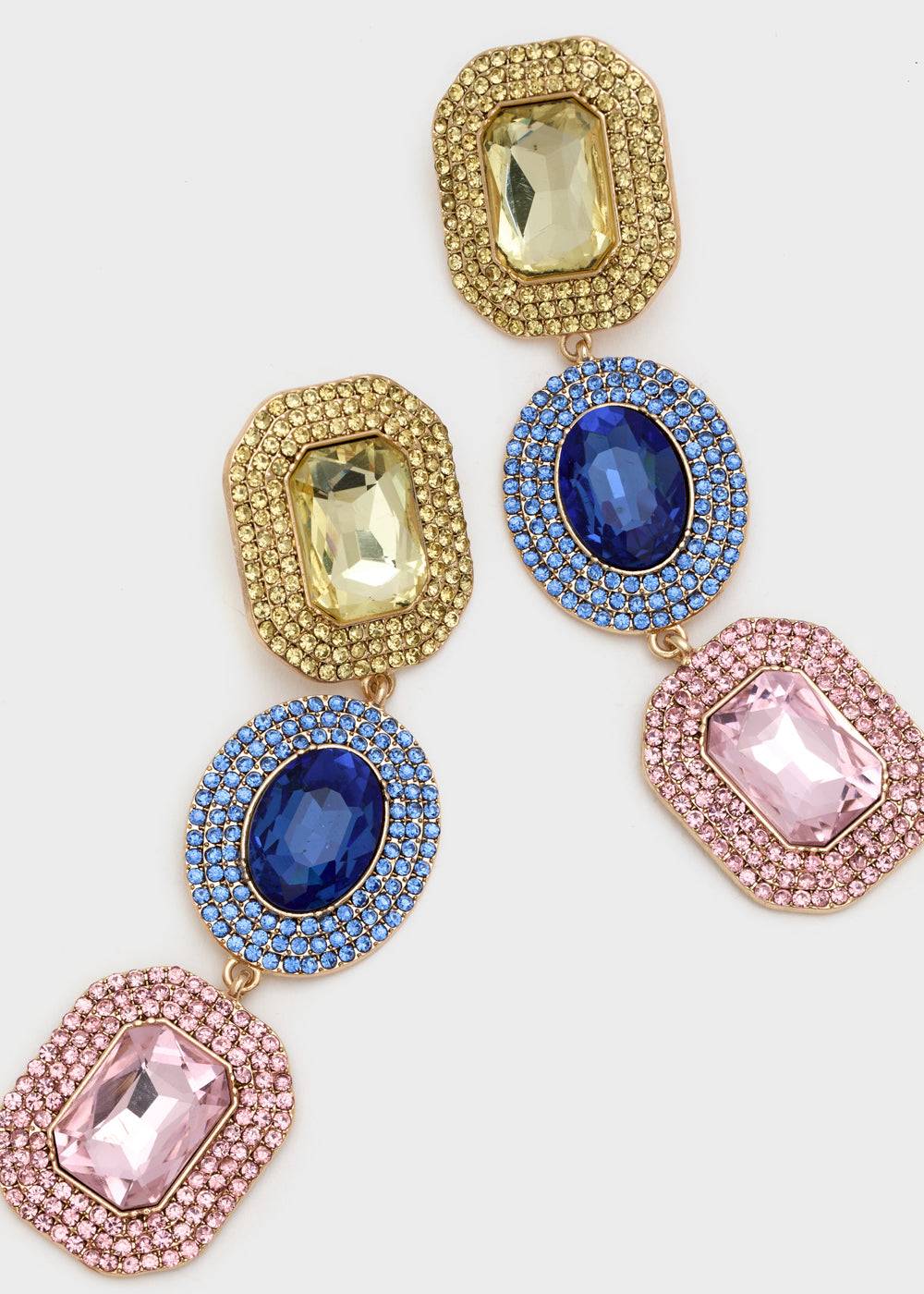 Nalí ADELE LONG EARRINGS W/ MULTI STONES + COLORS Acquista Ora