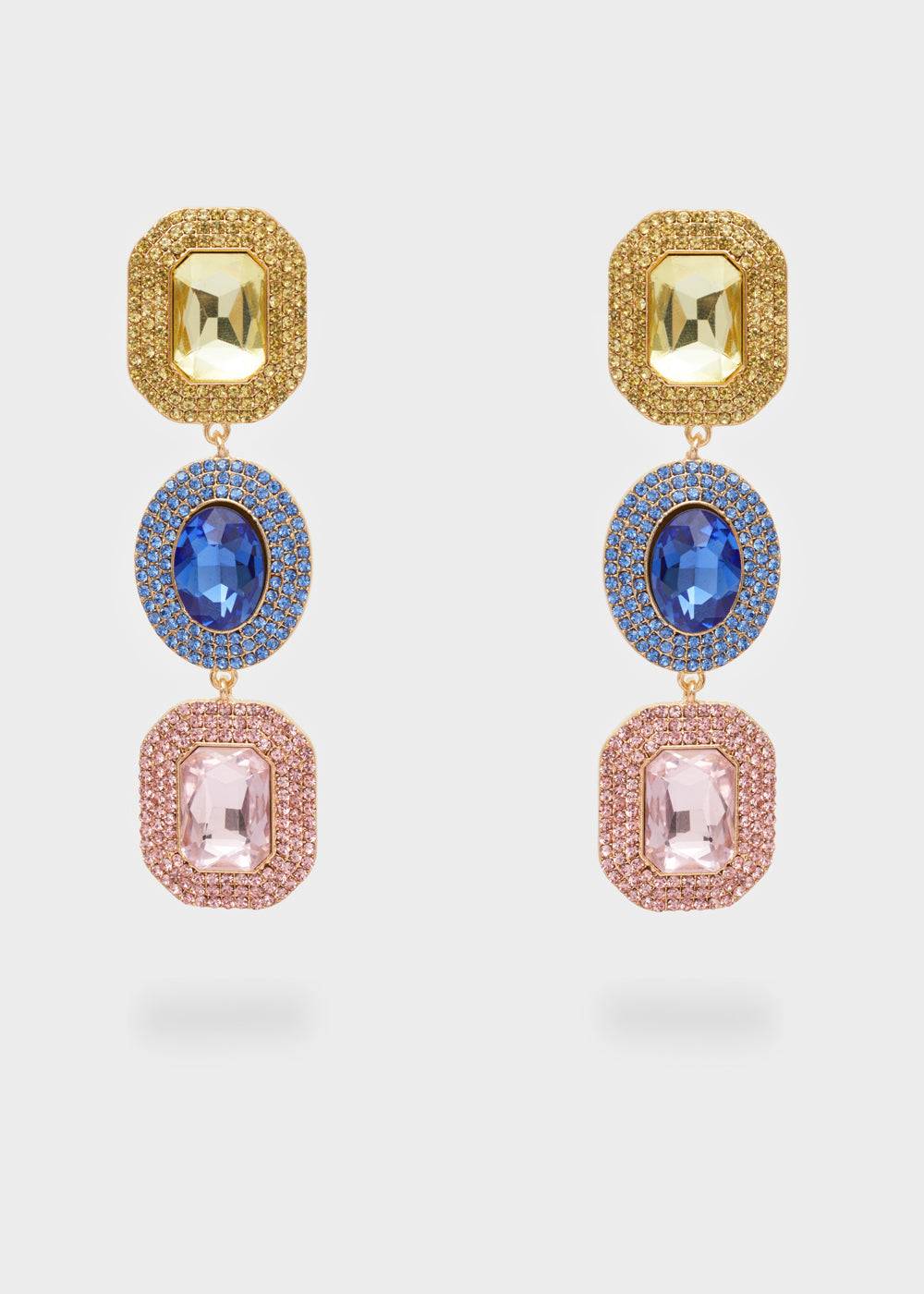 Nalí ADELE LONG EARRINGS W/ MULTI STONES + COLORS Acquista Ora