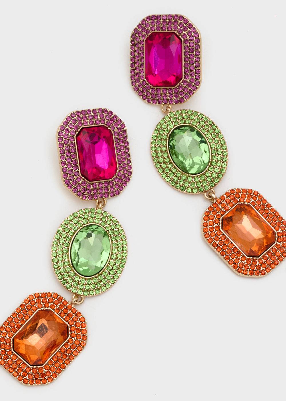 Nalí ADELE LONG EARRINGS W/ MULTI STONES + COLORS Acquista Ora