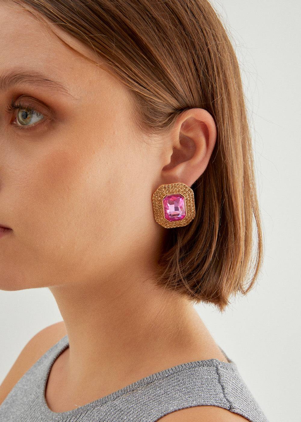 Nalí ADELE SQUARE EARRINGS W/ STONES + COLORS Promozione Limitata
