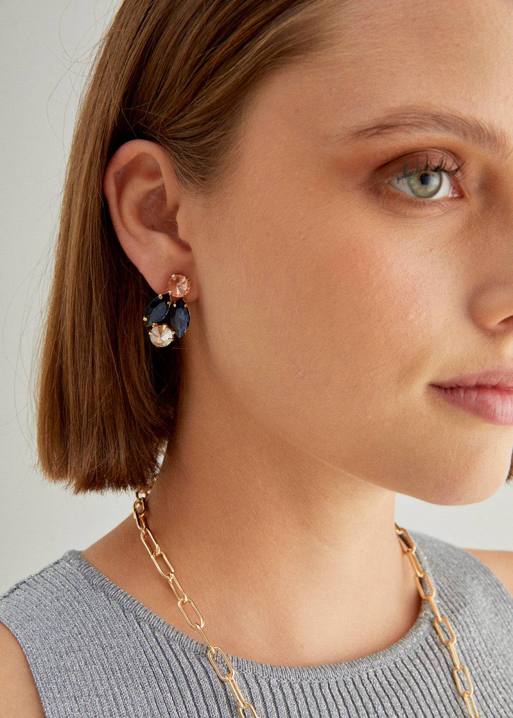 Nalí CYNTHIA LOBE EARRINGS W/ STONES + COLORS Prezzo Ridotto