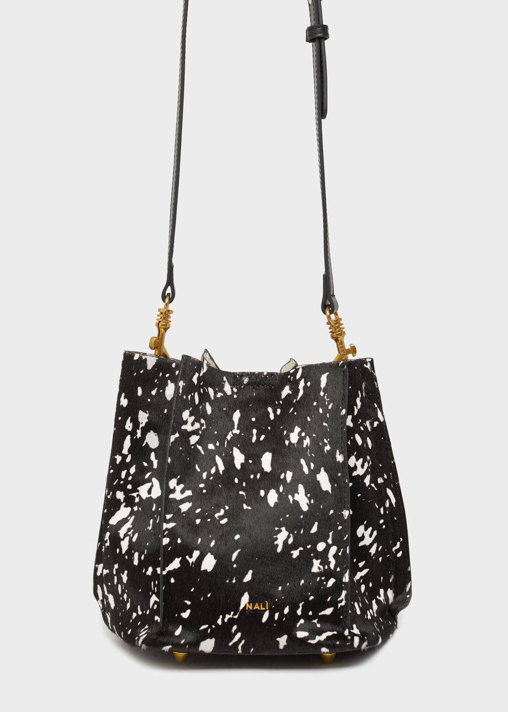 Nalí TITTI BUCKET BAG IN REAL LEATHER BLACK Vendita Economica
