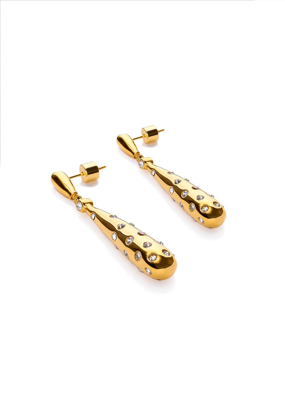 Nalí GOLD LONG EARRINGS W/ CRYSTALS STAIN. STEEL 2025
