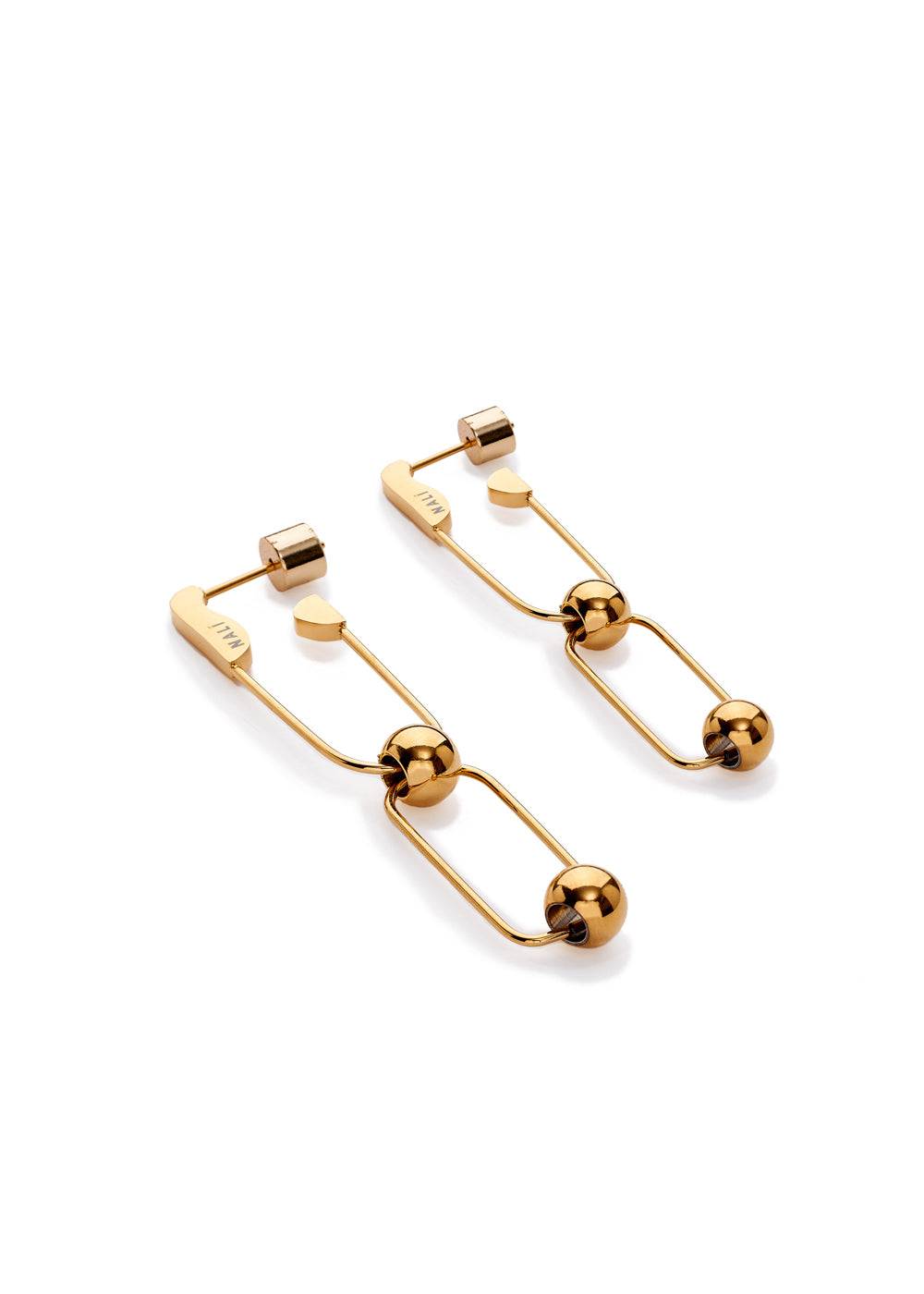 Nalí GOLD LONG EARRINGS W/ BROOCH STAIN. STEEL Italy