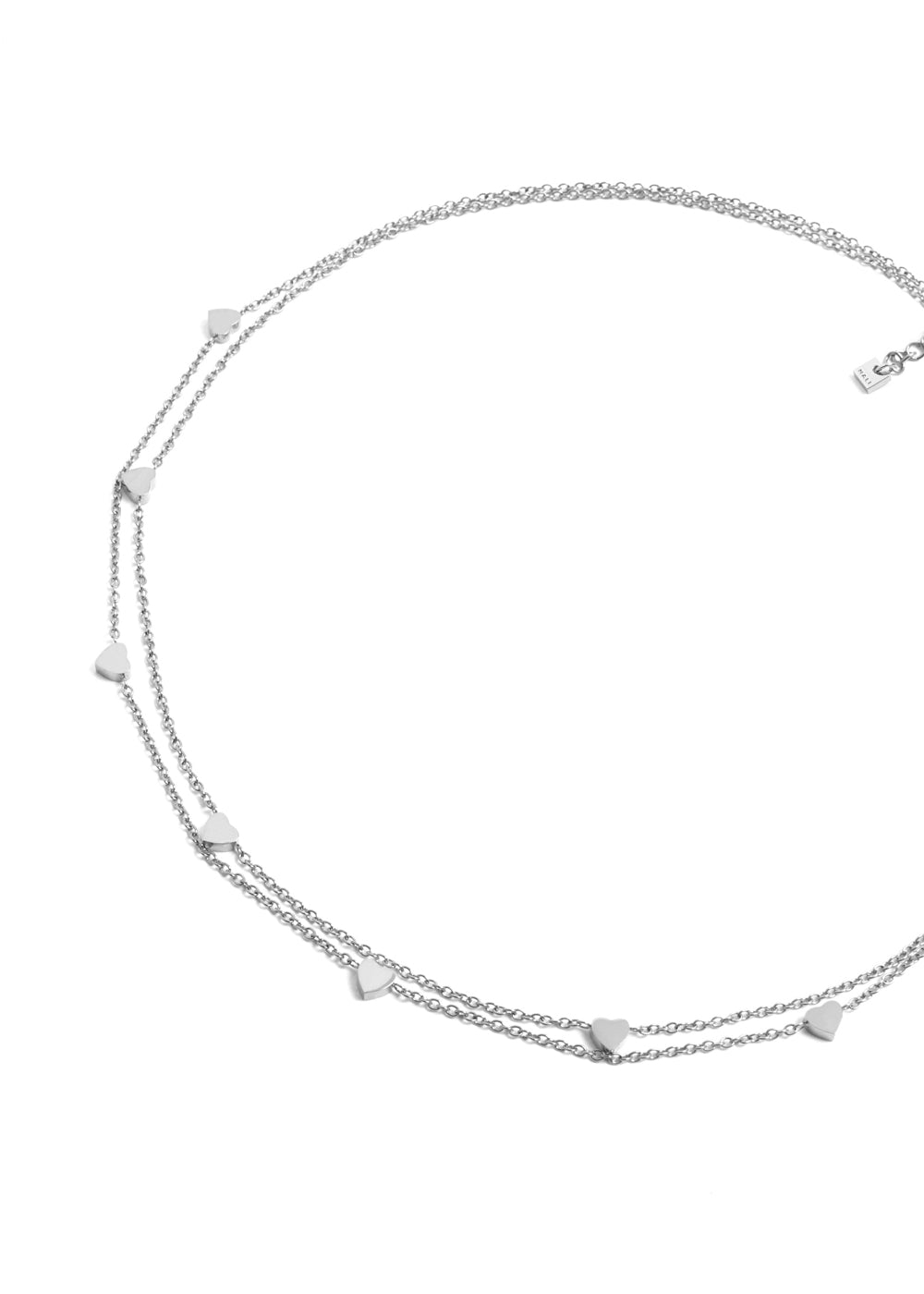 Nalí LEO NECKLACE DOUBLE CHAIN HEARTS SILVER COLOR Nuovo