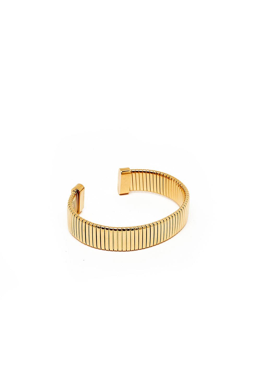 Nalí GOLD KNURLED OPEN BANGLE Consegna Veloce
