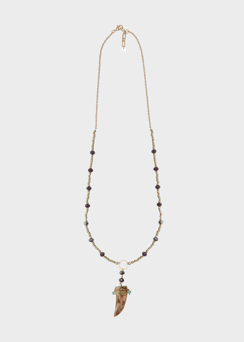 Nalí GOLD LONG NECKLACE W/ BEADS AND HORN PENDANT Economico
