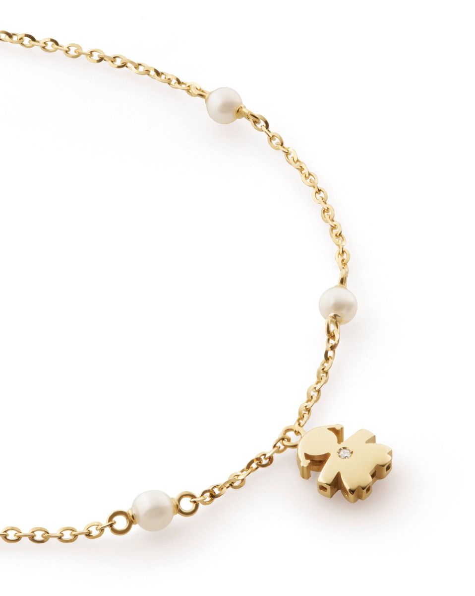 Le Bebé Bracciale Le Perle con sagoma bimba in oro giallo e diamante Nuova