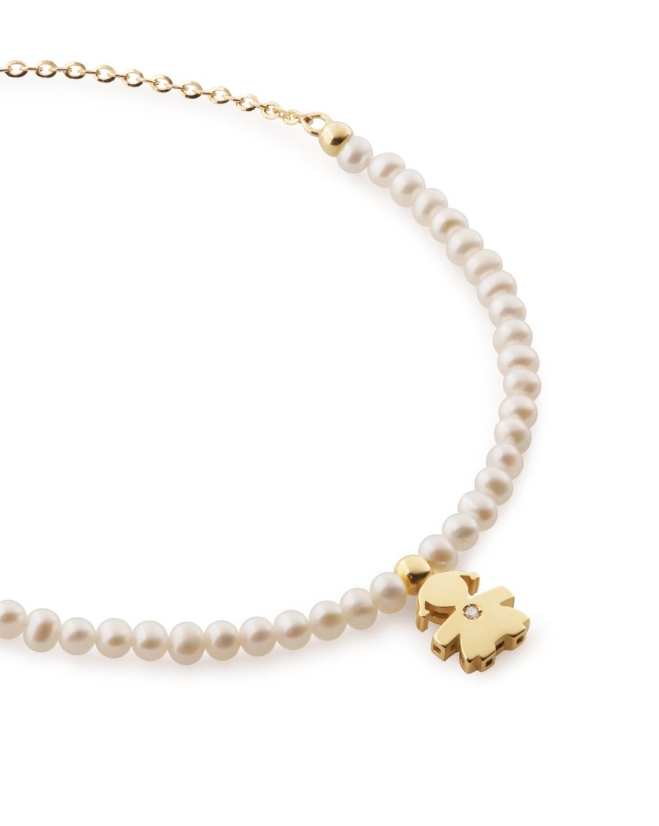 Le Bebé Bracciale Le Perle con sagoma bimba in oro giallo e diamante Fino Al -60%