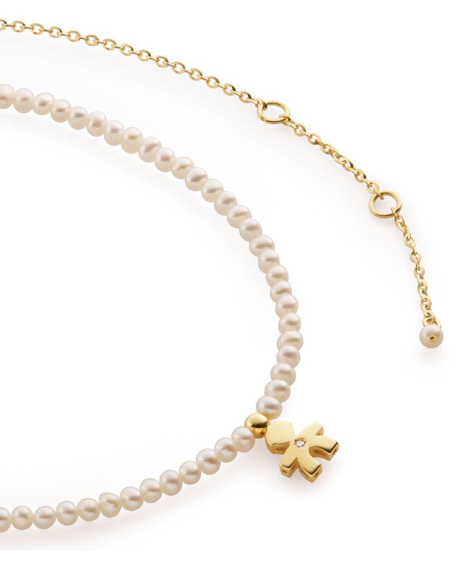 Le Bebé Collana sagoma bimbo con perle, oro giallo e diamante - leBebé Fino Al -60%