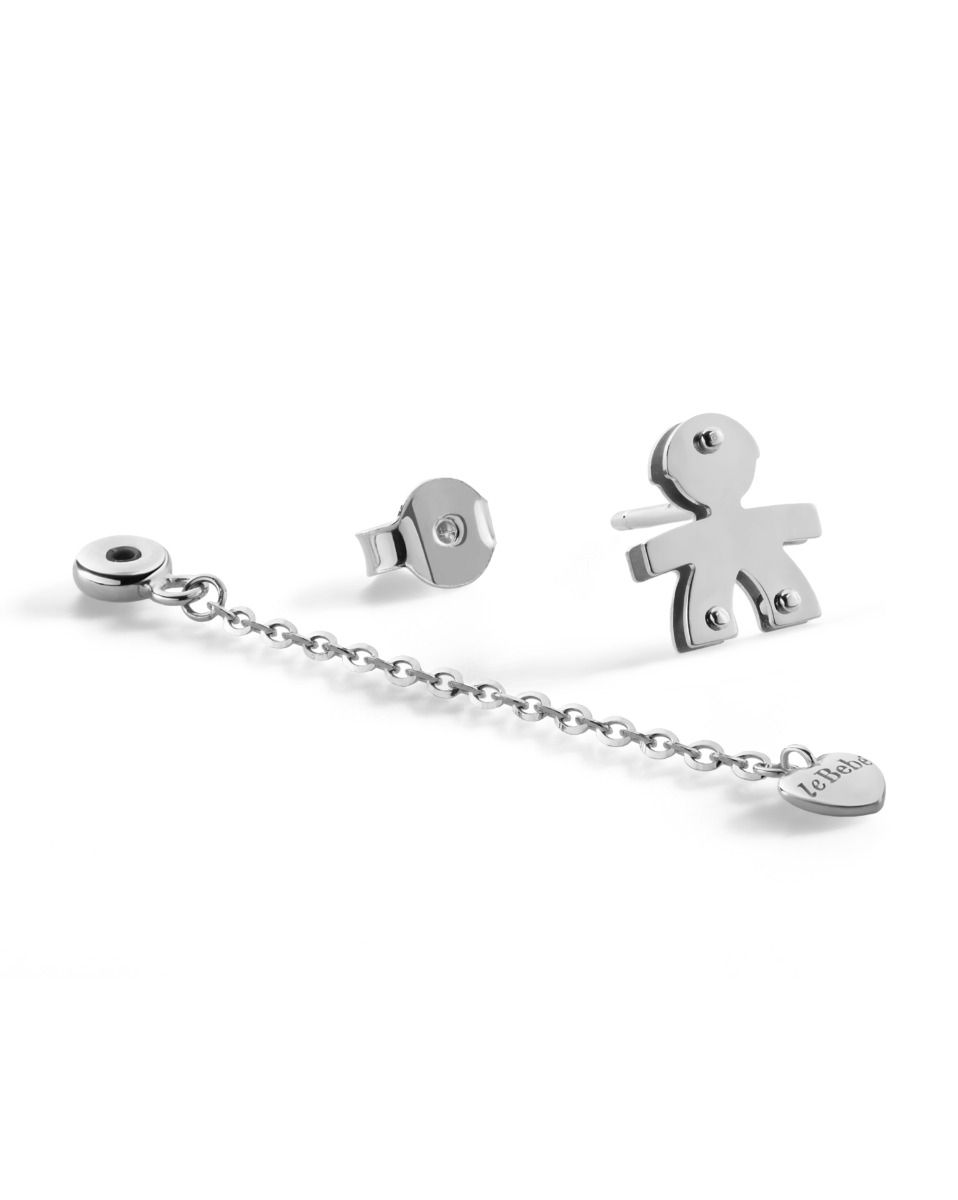 Le Bebé Orecchini I Classici con sagoma bimbo e cuore in oro bianco Shopping Online