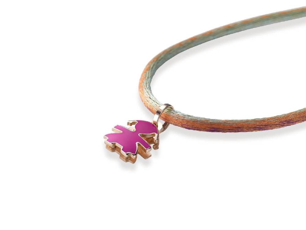 Le Bebé Ciondolo I Classici con sagoma bimba in oro rosa e smalto viola Affare Del Giorno