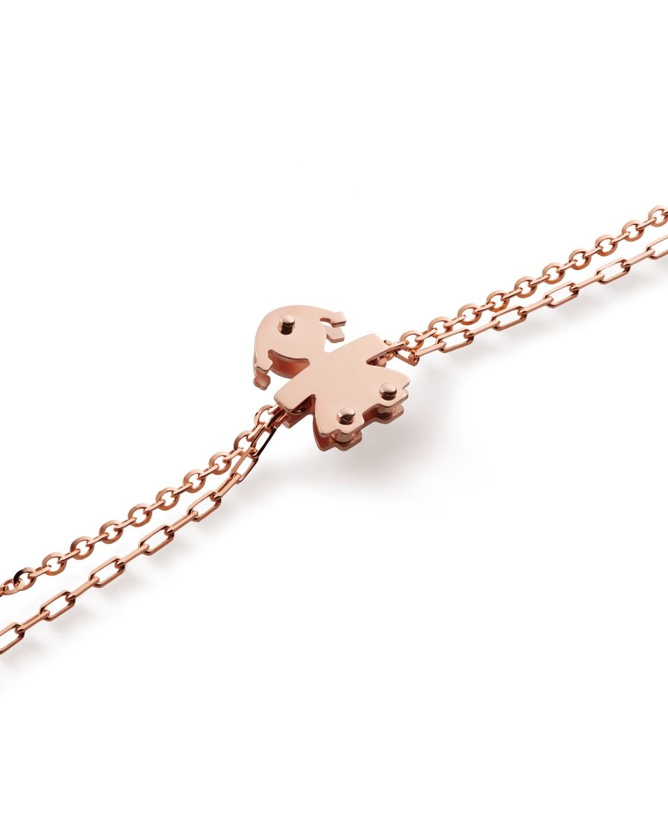 Le Bebé Bracciale I Classici con sagoma bimba in oro rosa e diamante Hotsell