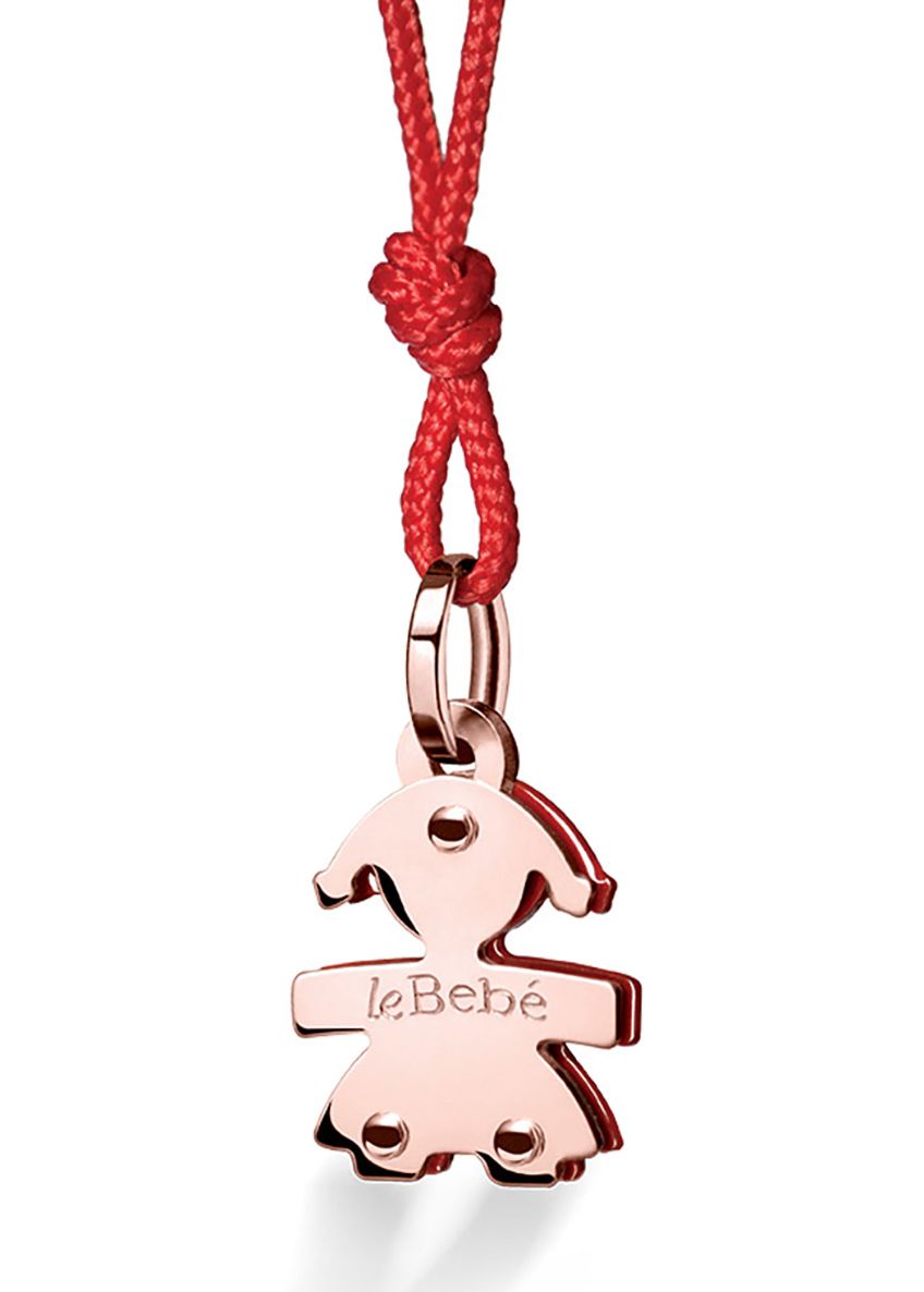 Le Bebé Ciondolo Minerva con sagoma bimba in oro rosa e smalto rosso Vendita Economica