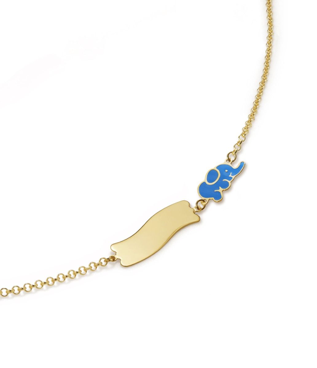 Le Bebé Bracciale Fortuna con elefantino e targhetta in oro giallo Saldi Di Fabbrica