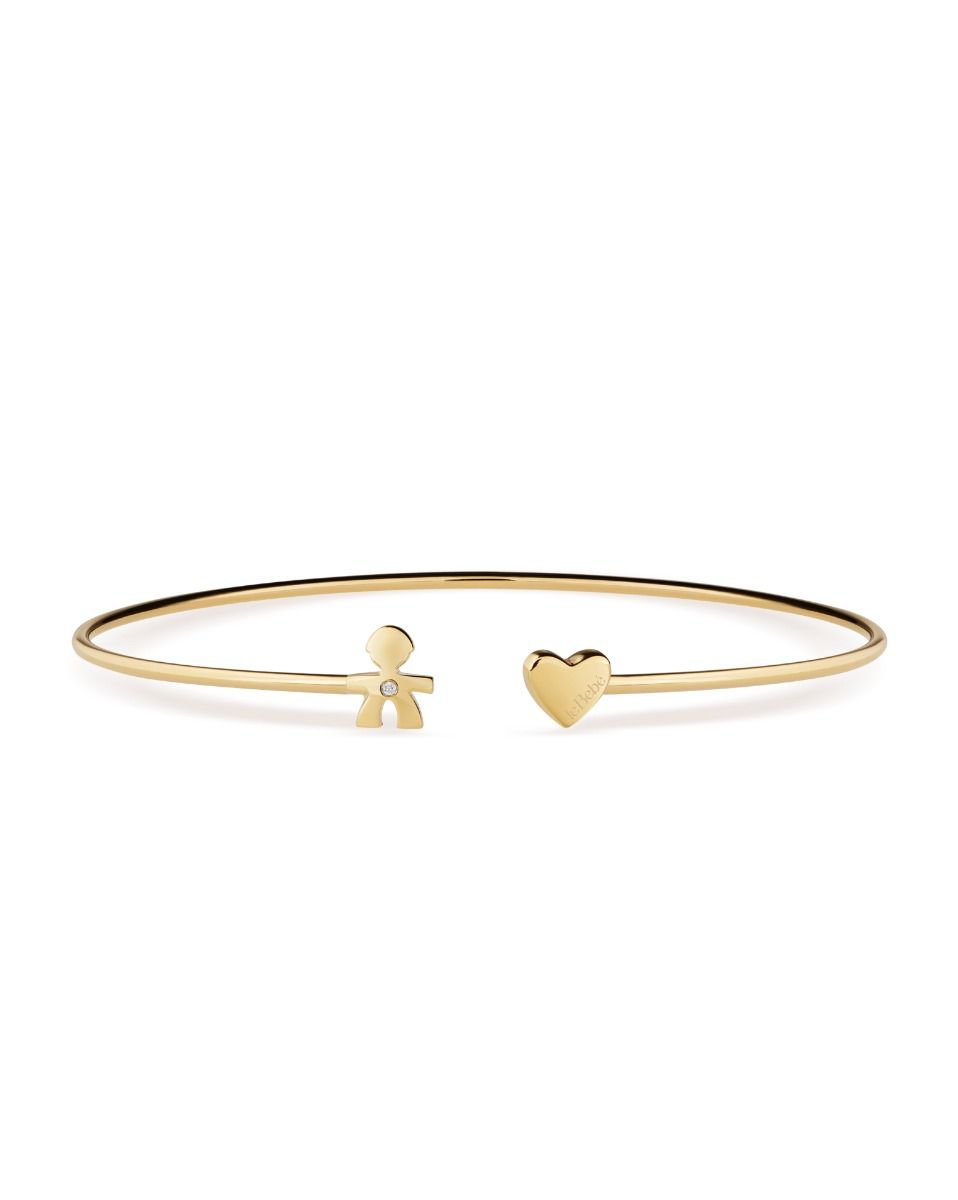 Le Bebé Bracciale Les Petits con sagoma bimbo e cuore, in oro giallo e diamante In Linea