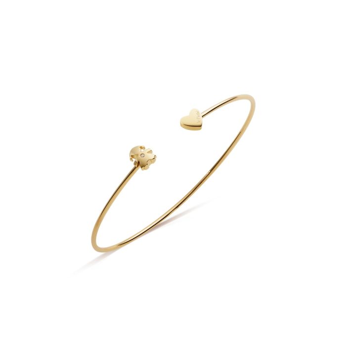 Le Bebé Bracciale Les Petits con sagoma bimba e cuore, in oro giallo e diamante