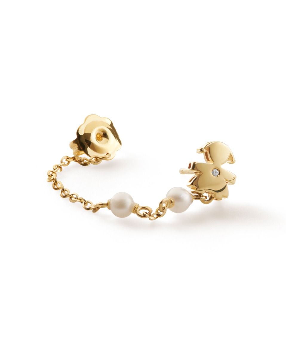 Le Bebé Mono Orecchino Le Perle con sagoma bimba in oro giallo e diamante Promozione