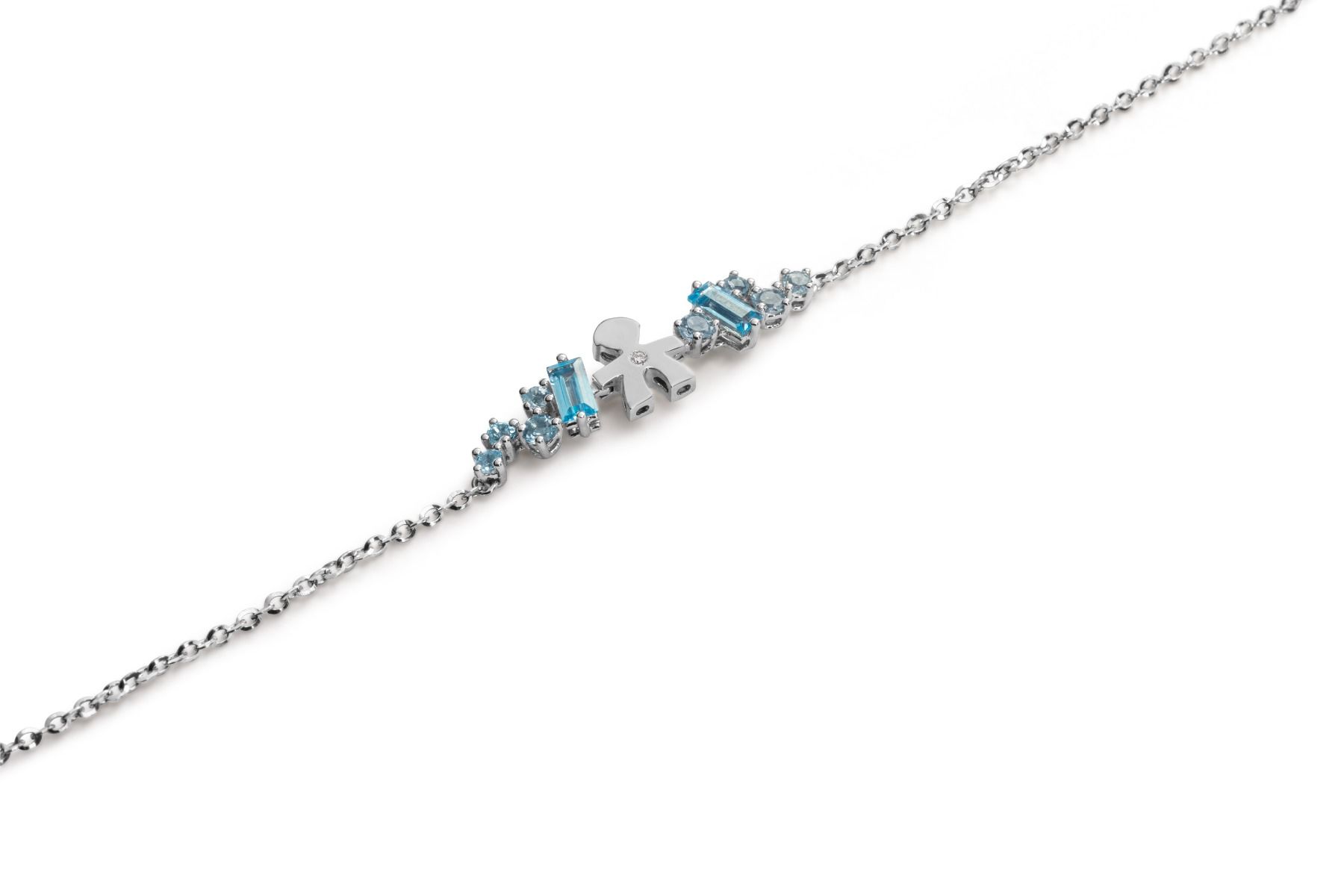 Le Bebé Bracciale Les Bonbons con sagoma bimbo, in oro bianco con topazi, acquamarine e diamante Acquista Ora