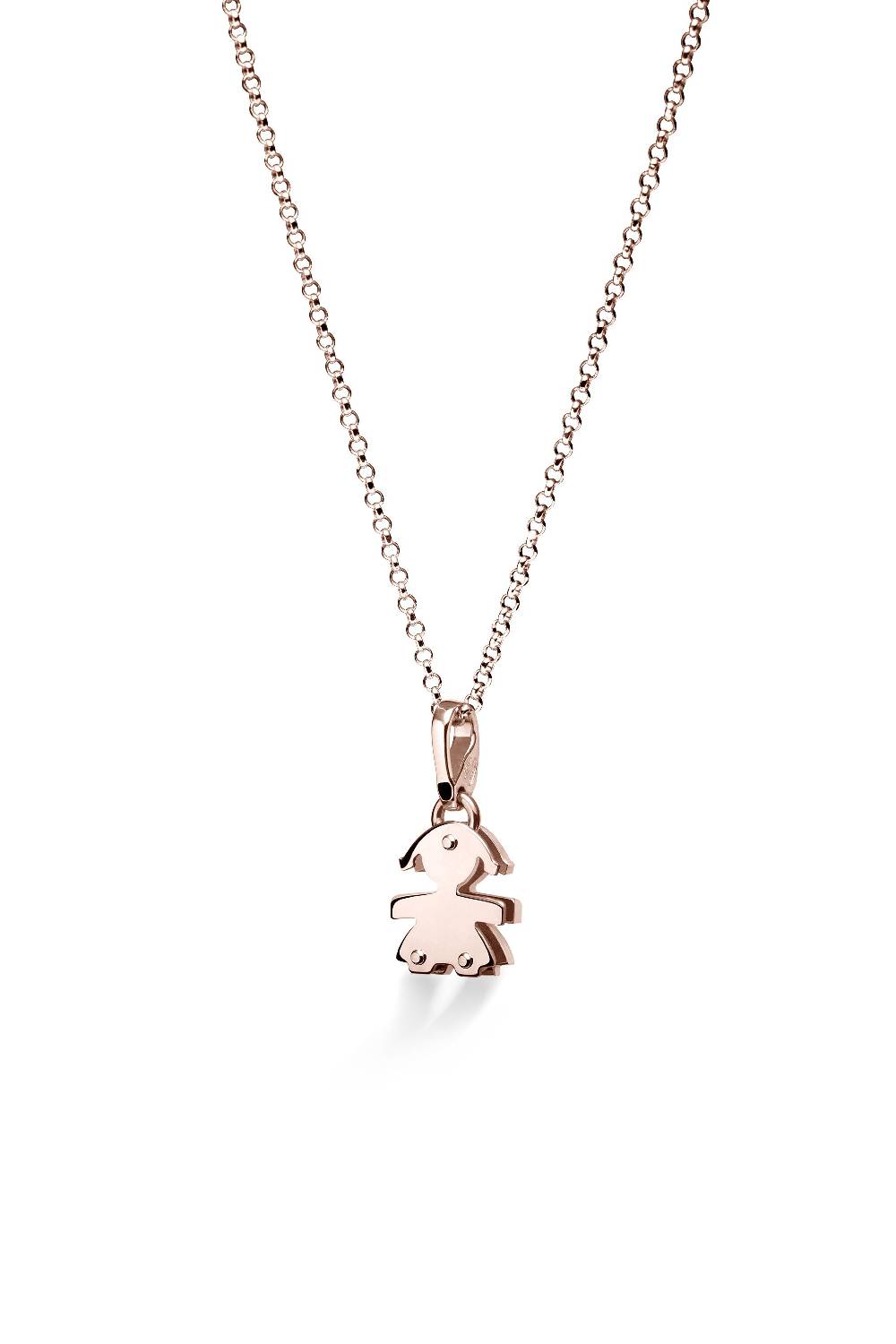 Le Bebé Ciondolo I Preziosi con sagoma bimba in oro rosa e diamanti Promozione Limitata