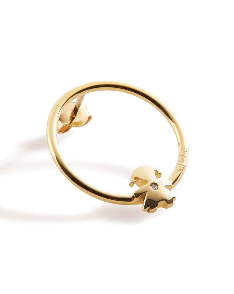 Le Bebé Mono Orecchino Les Petits con sagoma bimba in oro giallo e diamante Shopping Online