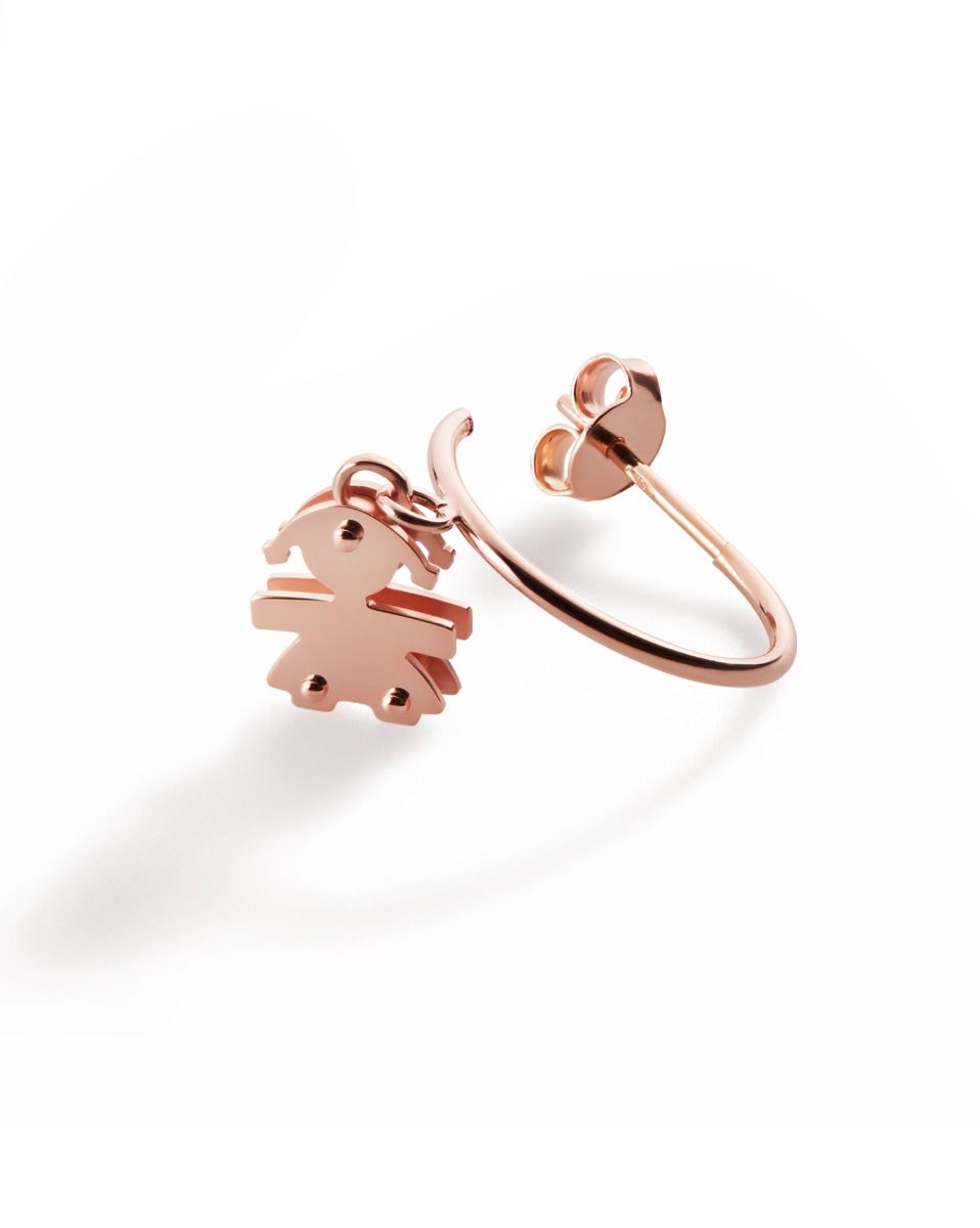 Le Bebé Orecchini I Mini con sagoma bimba in oro rosa Presa