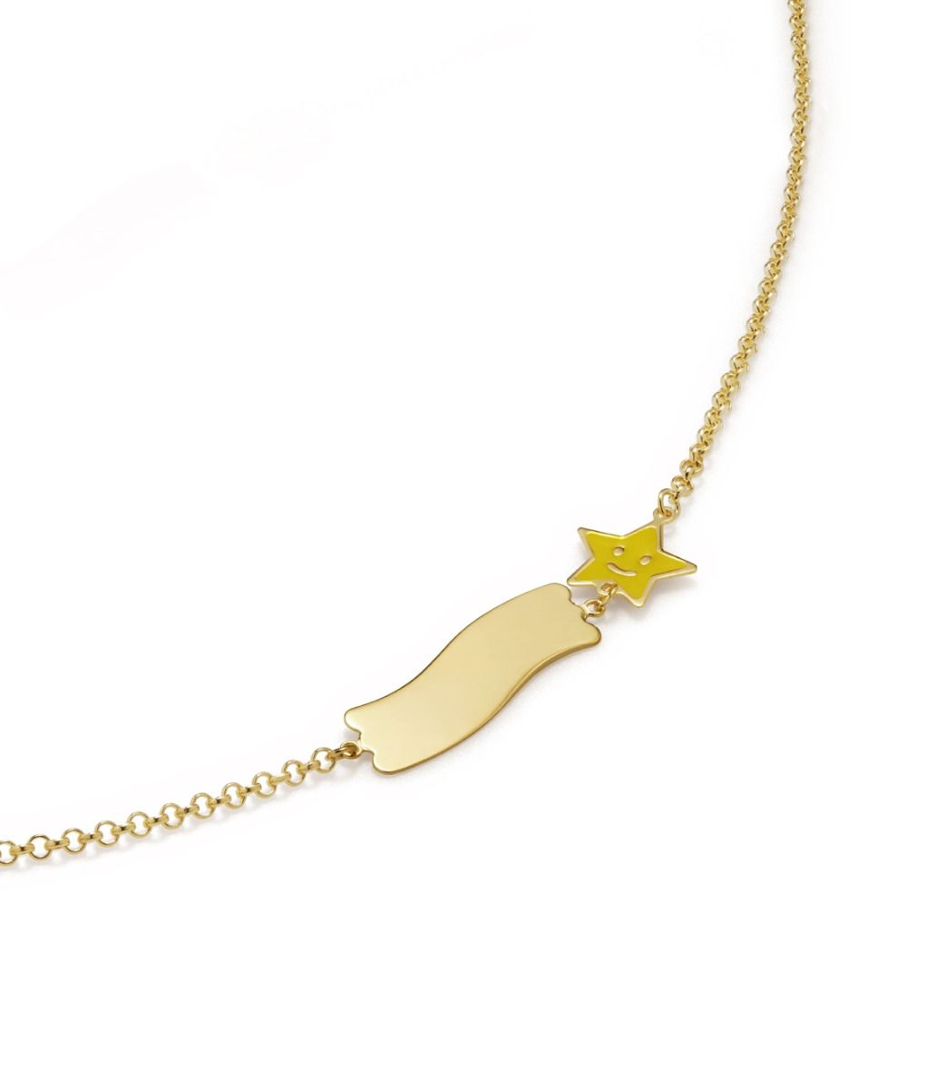 Le Bebé Bracciale Fortuna con stella e targhetta in oro giallo Sconto