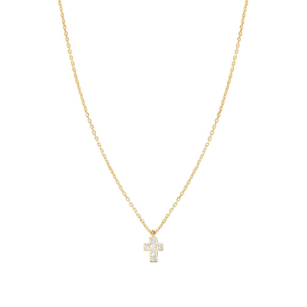 Nomination Collana Carismatica Croce piccola in Oro giallo e pietre bianche Italia