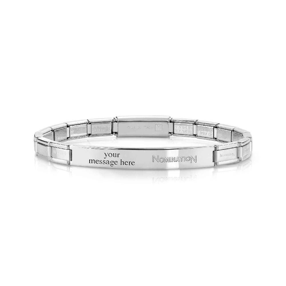 Nomination Bracciale Trendsetter in acciaio con placca Soddisfazione Garantita