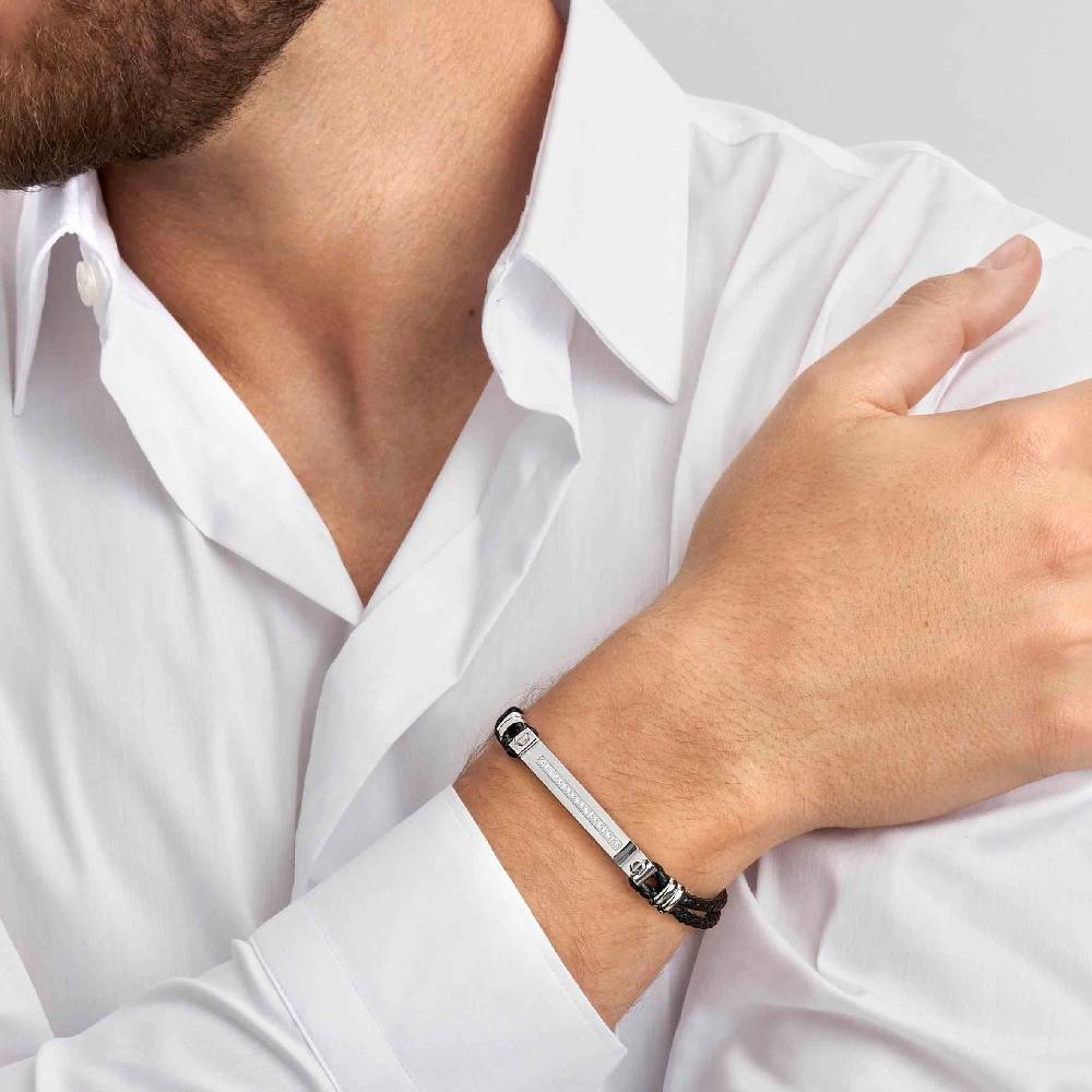 Nomination Bracciale Manvision in pelle sintetica nera Shopping Online