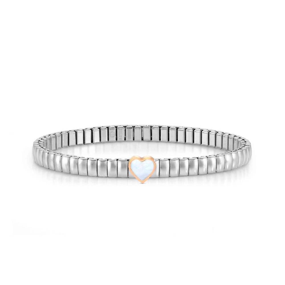 Nomination Bracciale Extension in Acciaio e Cuore madreperla