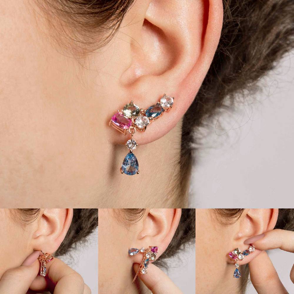 Nomination Orecchini Climber Colour Wave con Zircone Pendente In Vendita