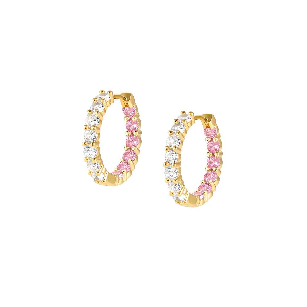 Nomination Orecchini a cerchio Chic&Charm Joyful Edition Pietre Rosa e Bianche