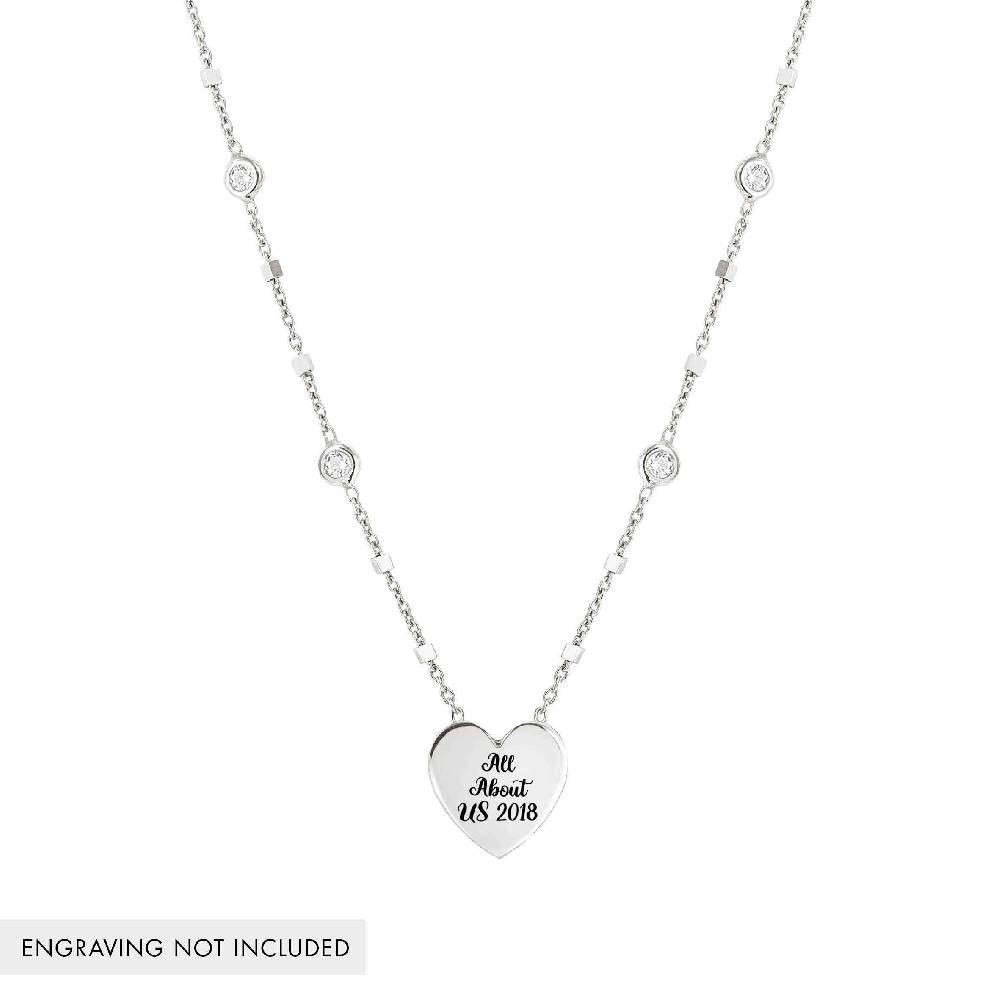Nomination Collana Messaggi d'amore Cuore incidibile e Pietre bianche Moda