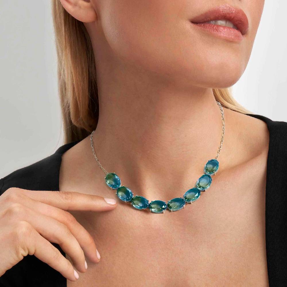 Nomination Collana Symbiosi con pietre Bicolor grandi celeste e verde Italy