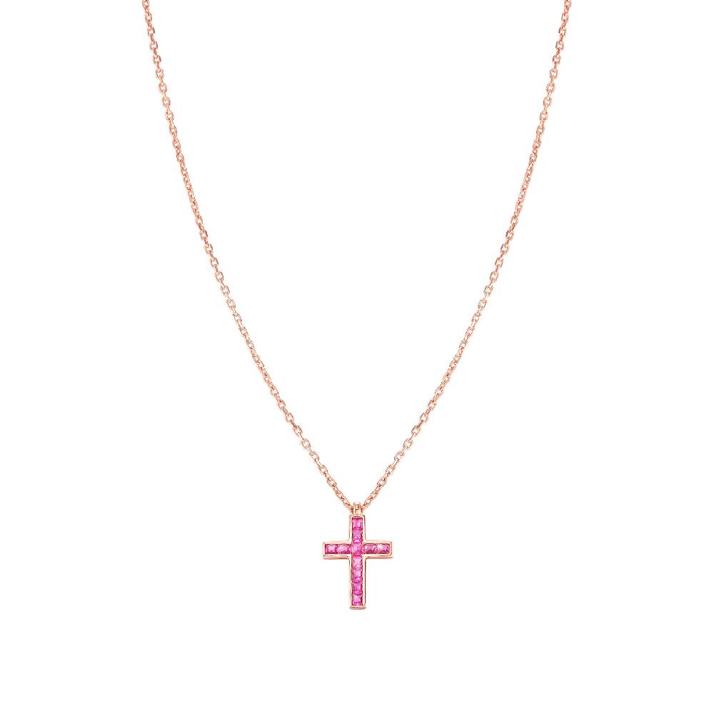 Nomination Collana Carismatica Croce e CubIc Zirconia fucsia Promozione