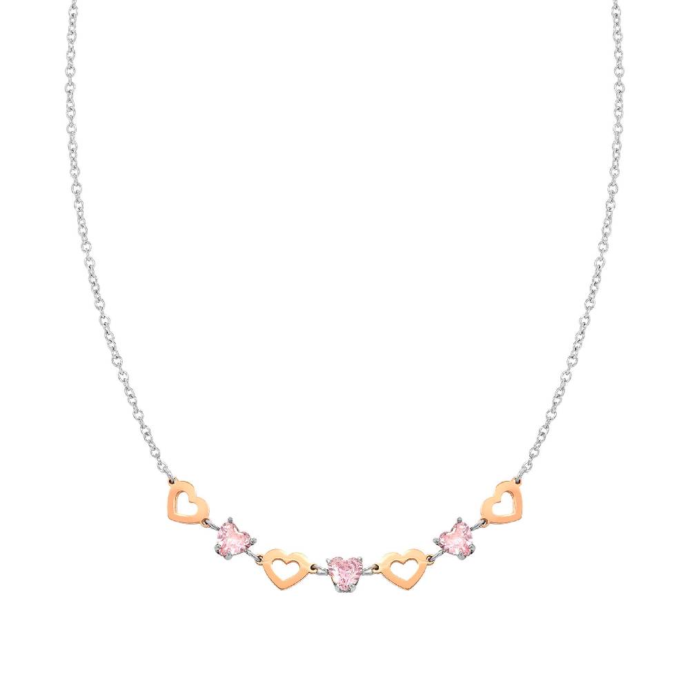 Nomination Collana Principessina pietre rosa e cuori Soddisfazione Garantita