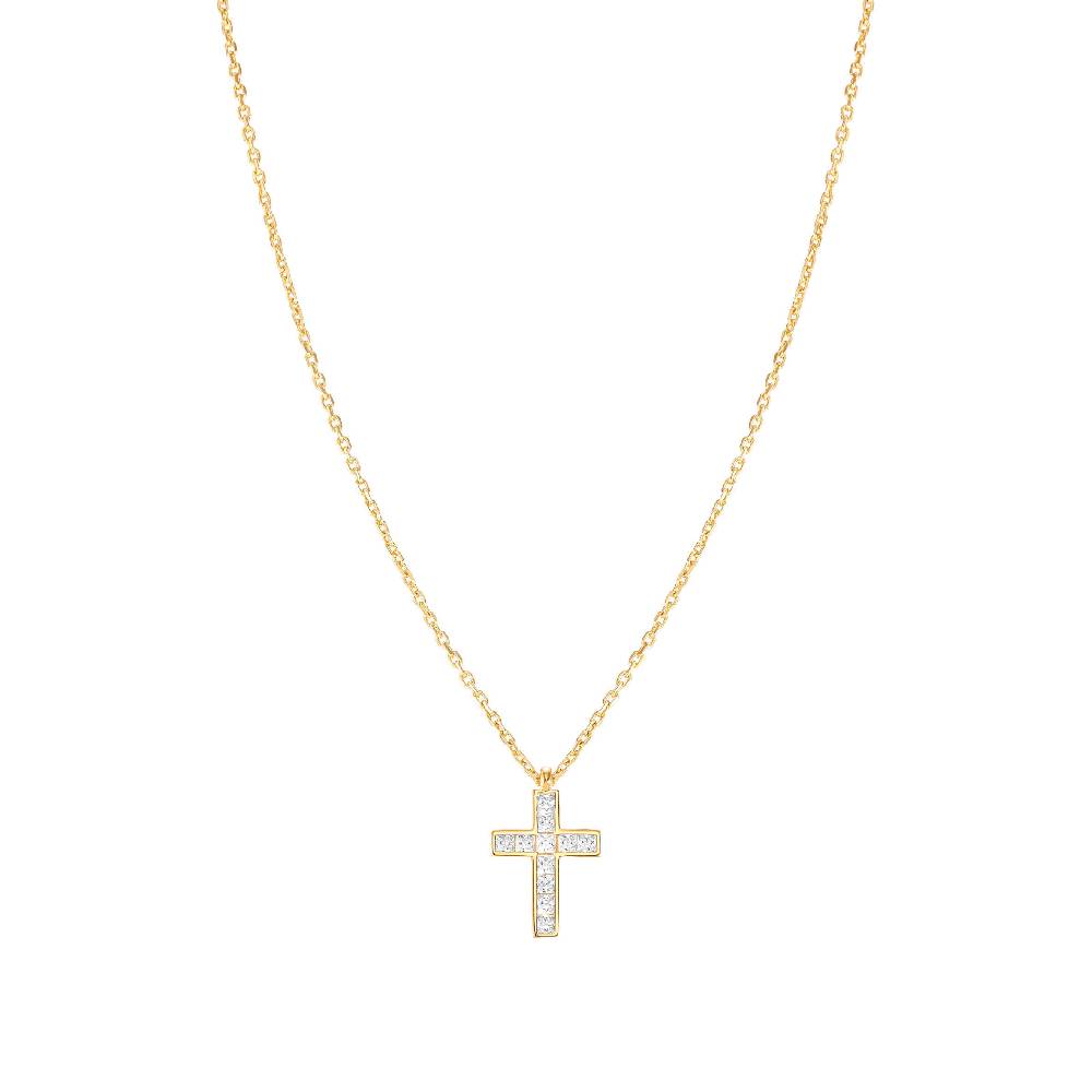 Nomination Collana Carismatica Croce in Oro giallo e CubIc Zirconia bianchi Qualità Garantita