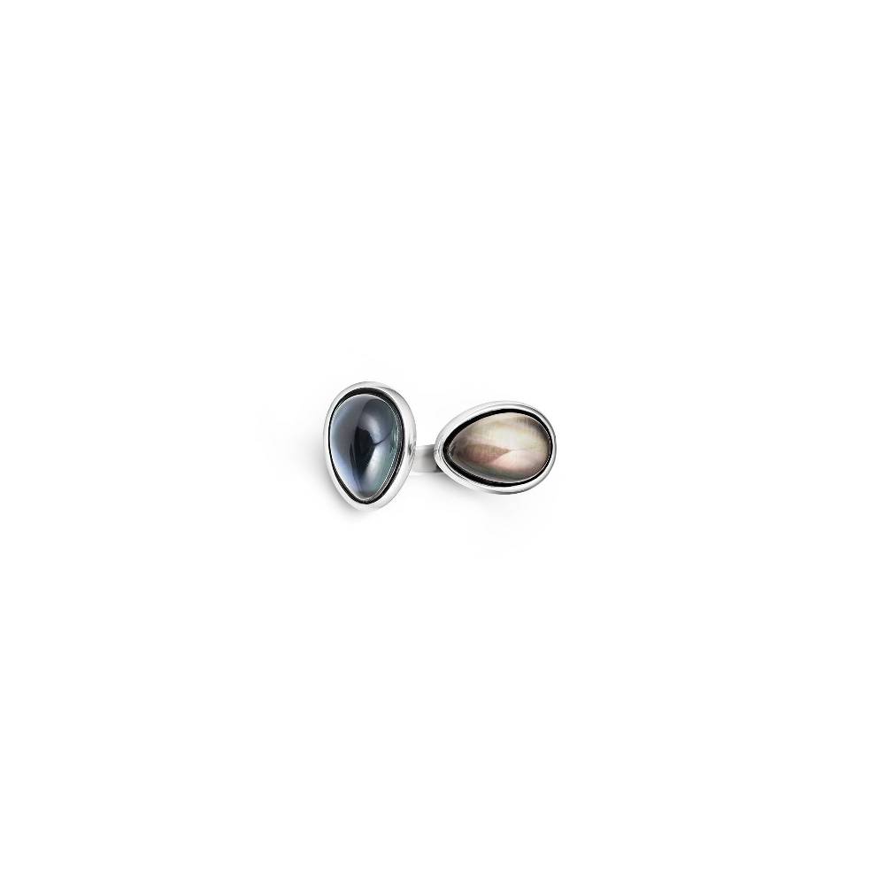 Paola Grande Gioielli AURUM Anello Goccia blu|grigio 2 elementi